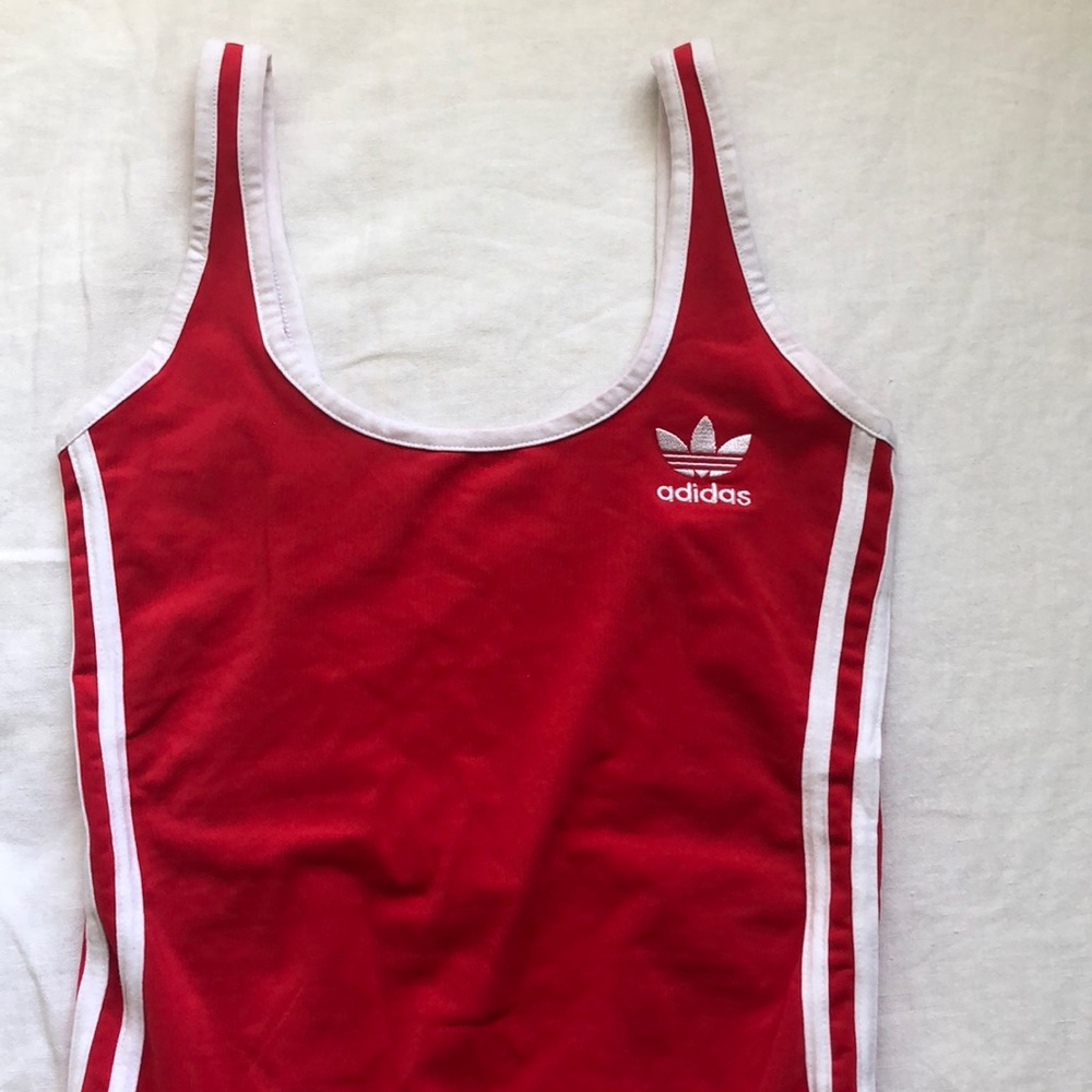Adidas red sporty bodysuit